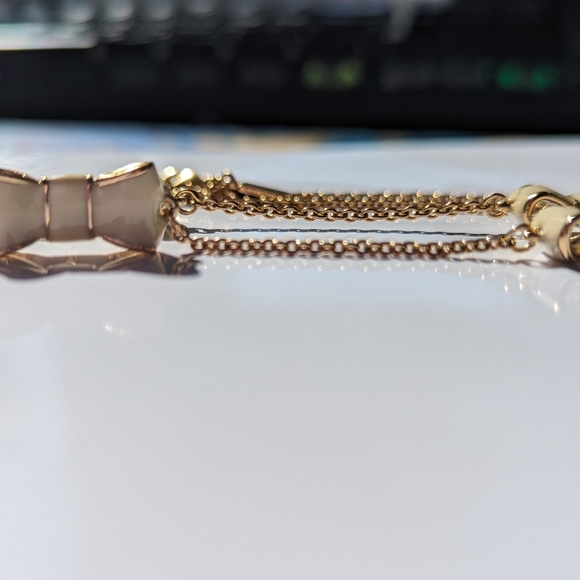KATE SPADE New York Womens Moon River Gold Long Necklace coral white cream BOW - Picture 3 of 4